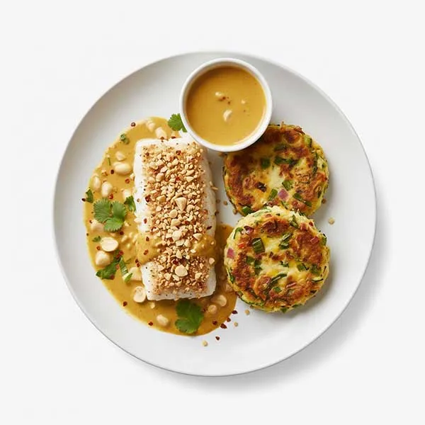 Tropical Macadamia Fish & Curry with Keto Vegetable & Cheese Patties